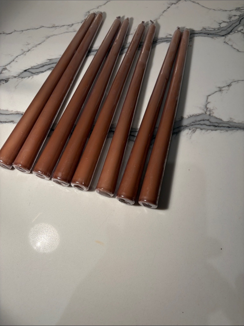 Neutral Brown Taper Candles - Set of 8